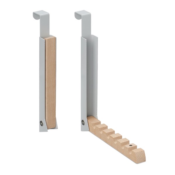 Relaxdays 2 x Folding Hooks, for Hanging, Door Coat Rack