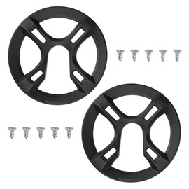 Flylin 2Pcs 4 Holes Bicycle Sprocket Cover, Thickened Bike Chain Guard with Mounting Screws, Plastic Bike Chainwheel Protective Guard Cover for Mountain Bikes/Road Bikes (Black)