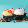 Grupo Carnavallia Capacillo Estándar Cupcake Negro Dorado Metálico 50 Pz