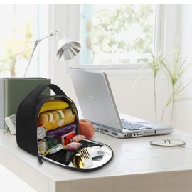 Gloppie Insulated Lunch Bags Lunch Box Cooler Bags Black Lunch Tote Bag for Bento Box, for Kids Adult