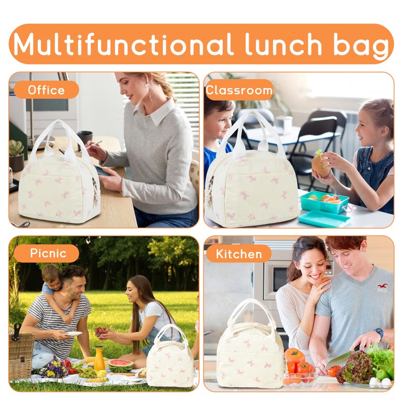 GISMTR Lunch Bag for Women Insulated Lunch Box Cute Corduroy
