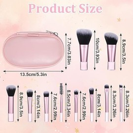 Travel Makeup Brush Set, Mini Cosmetic Brushes Kit for Foundation, Blush, Contour & Eyeshadow, Portable Makeup Tools for On-the-Go (Pink)