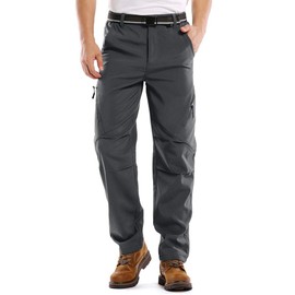 Jessie Kidden Mens Waterproof Hiking Pants, Outdoor Snow Ski Fishing Fleece Lined Insulated Soft Shell Winter Pants (6070 Grey, 40)
