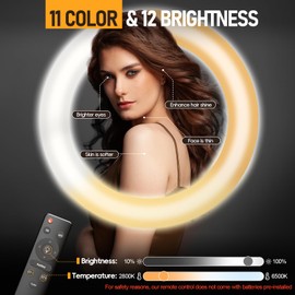 EMART 18-inch Ring Light with Stand, 65W Big Adjustable 3200-5500K LED Ringlight with Ultra-wide Lighting Area for Camera Photography, YouTube Videos, Makeup, Kit: Phone Holder, Remote, Soft Tube, etc