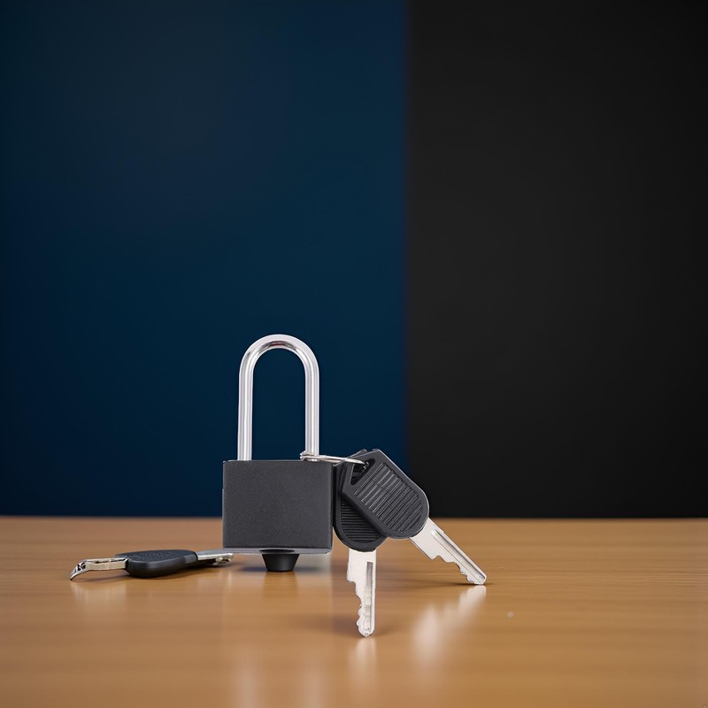 Black Padlock, Small Padlock, Anti-Theft Lock with 2 Keys Security