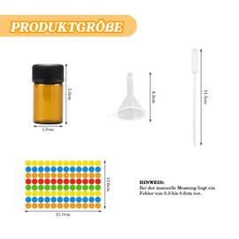 Dondeen 60pcs 2 ml Braune Leere Glasflaschen,Mini Glasflasche mit Orifice Reducers,leere Probenflasche,Nachfüllbare Mini Flaschen für Ölmischungen,Parfums,Laborchemikalien (2ml×60pcs)