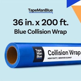 Crash/Collision Wrap, 36 inch x 200 feet, Blue Collision Wrap for Damaged Vehicles & Car Windows, Self Adhesive Broken Window Cover for Cars, Clean Removal Plastic Wreck Film, Made in USA