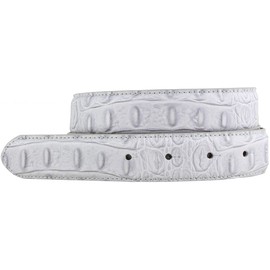 BELTINGER Belt with crocodile embossing without buckle, 3 cm, leather belt for men and women, 30 mm, crocodile pattern, lightgrey, 85 cm (Gesamtlänge 100 cm)