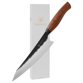 TIGERBEETLE SKD11 three-layer sandwich steel 8.5 inch chef knife professional chef knife with sharp edge, Japanese steel chef knife suitable for home kitchens and restaurants (Ebony+African rosewood)