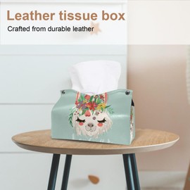 2 Pack Tissue Box Cover Holder, African Ethnic Palm Tree Elephant Giraffe Pattern Rectangle Leather Tissue Case, Decorative Organizer for Tabletop, Bathroom, Car, Office