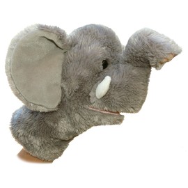 Aurora® Interactive Hand Puppet Elephant Stuffed Animal - Storytelling Adventures - Playful Learning - Gray 10 Inches