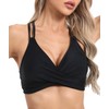 Vogueric Womens Twist Front V Neck Bikini Top Push Up