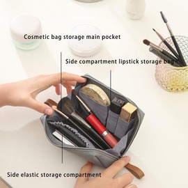 Lipstick Makeup Bag, Mini Small, Compartmentalized, Portable, Women's Organizer, Bag Insert, Compact Storage Pouch - Colour: Grey