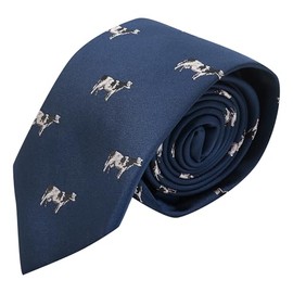King & Priory Navy Blue Embroidered Cow Tie