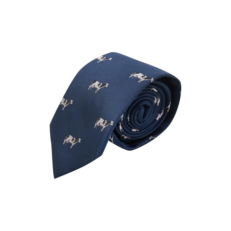 King & Priory Navy Blue Embroidered Cow Tie