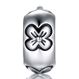 LOVANS 2 PCS 925 Sterling Silver Rubber Spacer Stopper Bead for Bracelets Jewelry Gift for Her Women (Silver Flower)