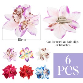 BOFUNX Pack of 6 Hawaiian Hair Clips Flower Hair Clips Hair Clip Brooch Hair Accessories Hair Pins for Wedding Party Beach Summer