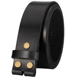 TYWestyles No Buckle Full Grain Leather Belt Men Women Fits With 1.5 Inch Buckle, Black, M（Fit Waist 31-33)