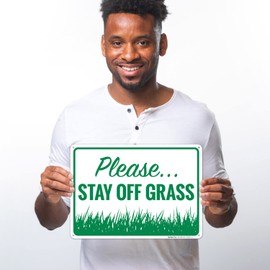 Please Stay Off Grass Sign, 10x14 Inches, Rust Free .040 Aluminum, Fade Resistant, Made in USA