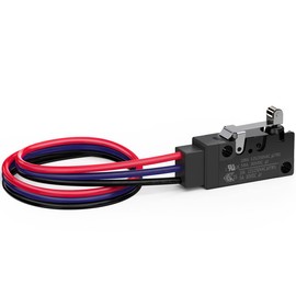 DIYhz Short Hinge Roller Lever Waterproof Momentary Push Button Micro Limit Switch with Line 1NO 1NC SPDT Snap Action Mini Switches 3 Pins 1 Pc ​for Arduino, Appliance and Electronic Equipment