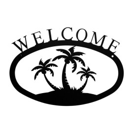 Village Wrought Iron Wrought Iron Palm Trees - Welcome Sign Small 11.4" (Made in USA)