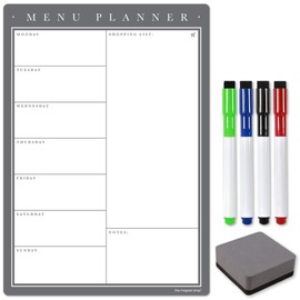 TMS A4 Weekly Meal Planner for Fridge | Magnetic Whiteboard Calendar and Shopping List | Use for Food Prep and Family Planning | Dry Wipe Memo Board for Kitchen | Made in the UK [30 x 21cm]