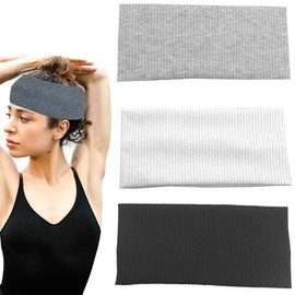 Aililong Stirnband Damen Sommer, 3er Set Baumwolle Haarbänder Antirutsch Headband Elastisch Haarband Schweißabsorbierend, Stirnband Beige Haaraccessoires Damen für Workout, Yoga, Laufen und mehr.