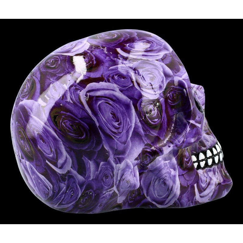 Figuren Shop GmbH Colourful Gothic Skull with Roses - Purple