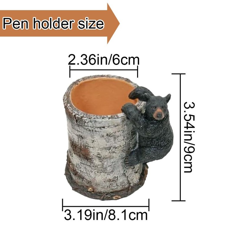 Black Bear Cub Climbing a Birch Pen Pencil Holder Cup-Cute
