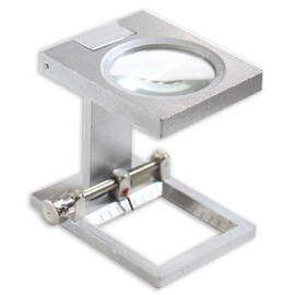 MAXIMIZE 10X Stand-Up Magnifier | 1/2" Lens for Linen Thread Count | Compact Metal Design | includes Snap Pouch