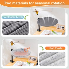 Uross Cat Desk Bed - Adjustable Height & 360 Rotation Cat Desk Perch Mount for Office and Game Tables, Attachment Desktop Bed with 2 Washable Covers, Soft Rabbit Fur& Breathable Mesh -Grey