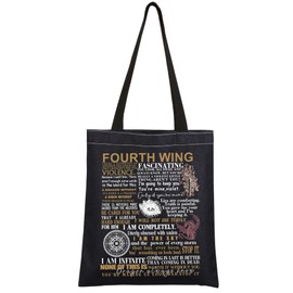 CMNIM Fourth Book Tote Bag Fourth Book Merch The Empyrean Book Series Inspired Gift for Fans Dragon Rider Book Handbag (Fourth Wing Series Black TB)