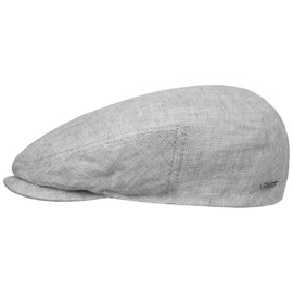 Stetson Just Linen Flat Cap Women/Men - Made in the EU - Made in the EU - Made of 100% Linen - Lined with Cotton - Peaked Cap Plain - Linen Cap with Metal Emblem - Spring/Summer, lightgrey