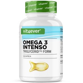 Premium Omega 3 with 80% fatty acids - 365 capsules - 1000 mg fish oil per capsule with EPA & DHA - triglyceride form - elaborately cleaned from sustainable fishing