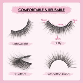 3D False Eyelashes Natural Look Artificial Eyelashes 5 Pairs Wispy Fake Lashes Mink Eyelashes Natural Eyelashes Short False Eyelashes Soft Strip Eyelashes Reusable False Eyelashes Glowing win