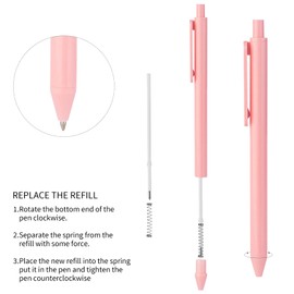 WY WENYUAN 12-Pcs Ballpoint Pens, Comfortable Writing, Pastel Retractable Pretty Journaling, Black Ink Medium Point 1.0 mm Gift, Cute Office Supplies for Women