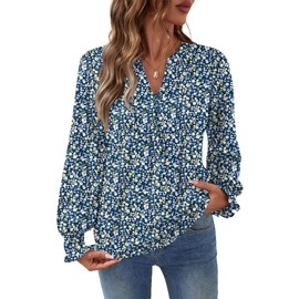 Ivicoer Womens Long Sleeve T Shirts Smocked Tops Tunic Tops for Women Loose Fit Dressy Womens Trendy Clothes 2025 L