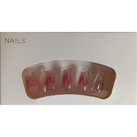 Press-On Nails, Long Coffin Shape, Pink Ombre with Holographic Glitter Tips, 24 Pieces