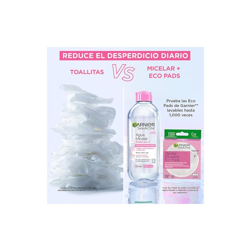 Garnier Skin Active Agua Micelar Desmaquillante Todo Limpia Desmaquilla Tonifica