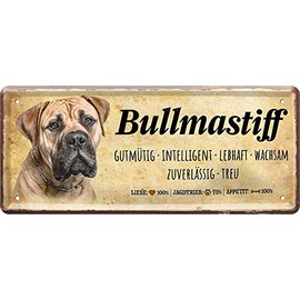 Blechschilder Dog Saying and Motif "Bullmastiff" Decorative Dog Sign House Entrance Gate Gift for Birthday or Christmas for All Dog Owners 28 x 12 cm