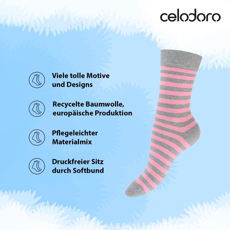 Celodoro Women's Cute Eco-Friendly Socks, Motif Socks made from Regenerative