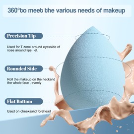 BS-MALL Makeup Sponge Set BS-MALLTriangle Puff 14 Pcs for Liquid, Cream, and Powder, Multi-colored Makeup Sponges and Mini Makeup Sponge (F-PinkBlue)