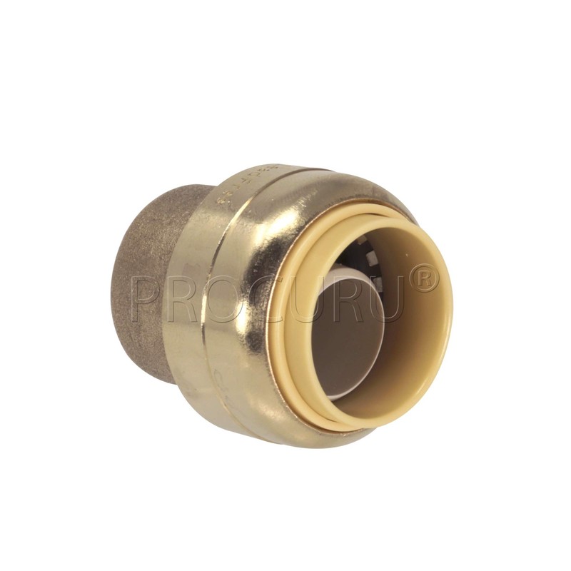 [10-Pack] PROCURU 3/4-Inch PushFit End Cap, Push-to-Connect Plumbing Brass Fitting