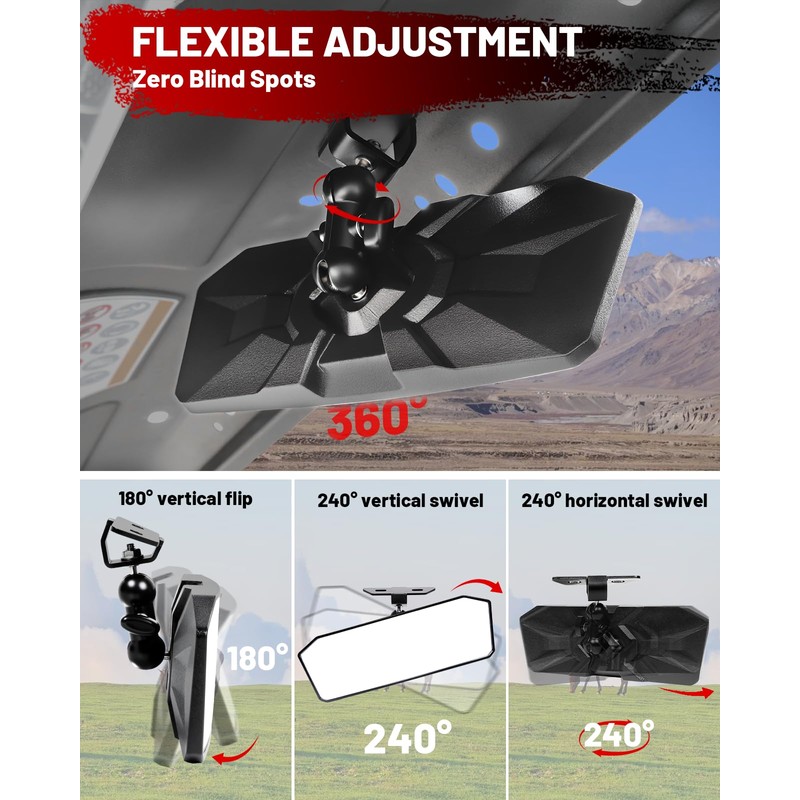 StarknightMT Rear View Mirror For UForce 1000 1000xl/Defender, Uforce Center