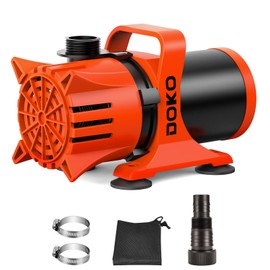 DOKO 4500GPH Submersible Water Pump, 180° Ajustable Pond Pump with 20FT Power Cord 220W Ultra Quiet Aquarium Pump for Pond, Fountain, Waterfall, Fish Tank, Hydroponic, Statuary, Orange Black