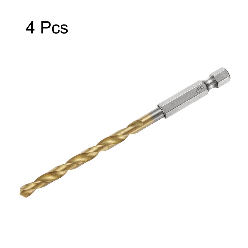 sourcing map 4pcs 1/4" Hex Shank Twist Drill Bits 5mm