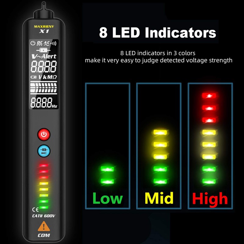 MAXRIENY Voltage Tester, EBTN LCD 3-Line Display Voltage Detector Pen