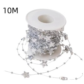 10M Sliver Pearl Beads String Star Beads String Plastic Pearl Chain for Crafting,Wedding Decoration