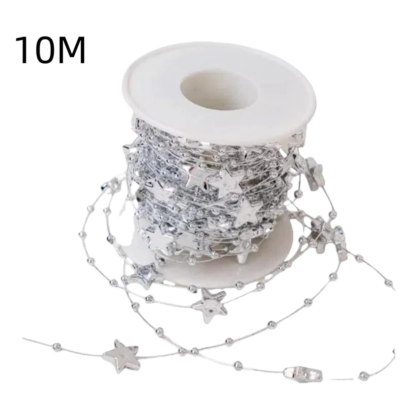 10M Sliver Pearl Beads String Star Beads String Plastic Pearl