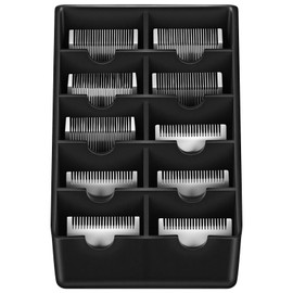 1 Pack Black Clipper Blade Holder 10 Slot Clipper Razor Blade Rack Storage Tray Caddy Grooming and Barber Holder Organizer Case and Stylist Station Accessories